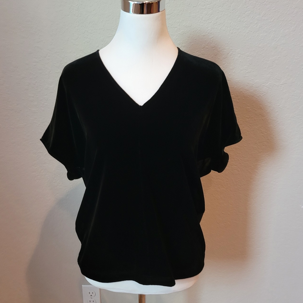 Eileen Fisher Black Velvet Vneck Shirt